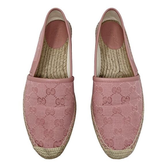 Gucci Pink Monogram Canvas Espadrille Flats – Size 37.5 - Picture 2 of 10